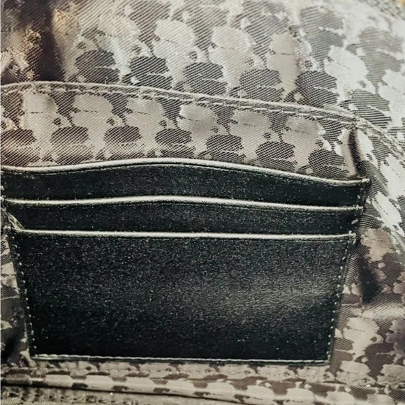 NWT Women KARL LAGERFELD Long Black Genuine Leather Satchel East West Bag Charms - Picture 8 of 15